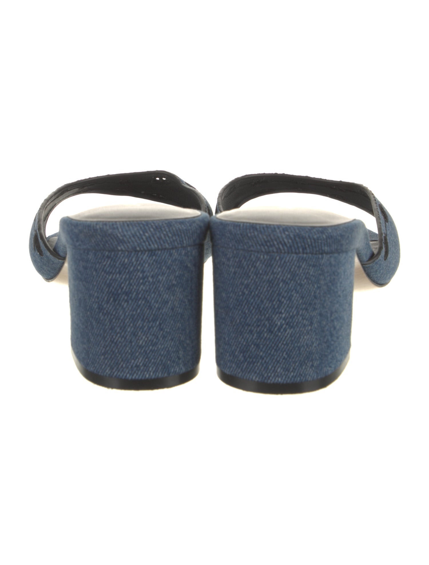 L'Agence Denim Embroidered Accent Slides